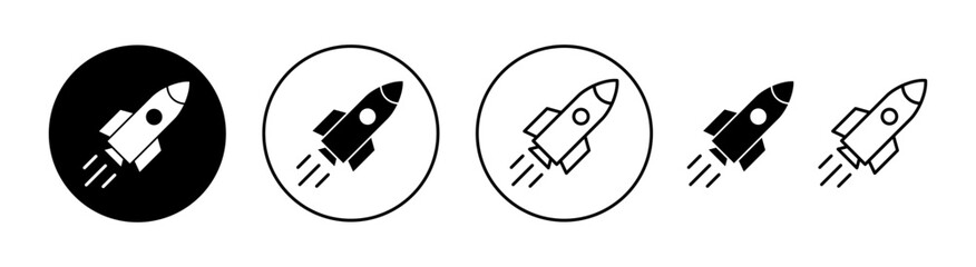 Rocket icon set for web and mobile app. Startup sign and symbol. rocket launcher icon