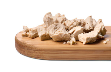 Pieces of compressed yeast isolated on white