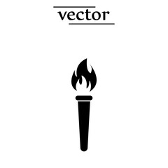 Torch flame icon flat style vector illustration on white background..eps
