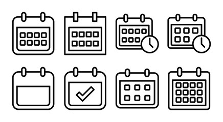 Calendar icon set illustration. Calender sign and symbol. Schedule icon symbol