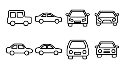 Car icon set illustration. car sign and symbol. small sedan