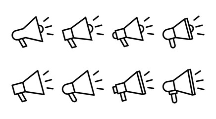 Megaphone icon set illustration. Loudspeaker sign and symbol