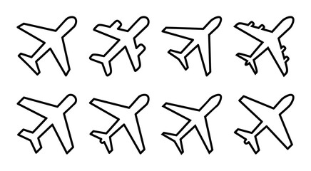 Plane icon set illustration. Airplane sign and symbol. Flight transport symbol. Travel sign. aeroplane