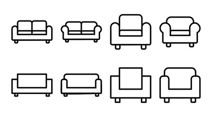Sofa icon set illustration. sofa sign and symbol. furniture icon