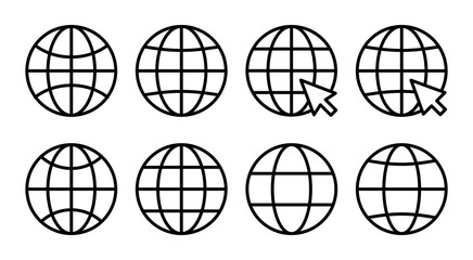 Web icon set illustration. go to web sign and symbol. web click icon. Global search icon