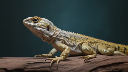 Fototapeta premium close up of iguana lizard reptile animal green generative ai