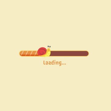 Cartoon Snail Loading Bar Animation on Yellow Background Square