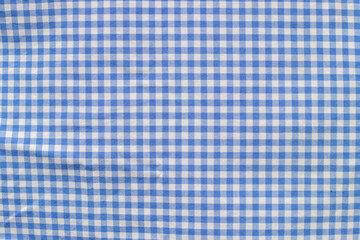 Blue and white gingham fabric with white stripes. Wallpaper text area