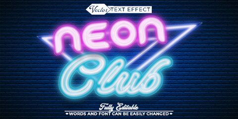 Neon Lights Club Vector Editable Text Effect Template