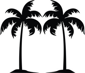 Coconut palm tree icon, simple style, Design of palm trees for posters, banners and promotional items, Palm tree icon template vector illustration, palm silhouette