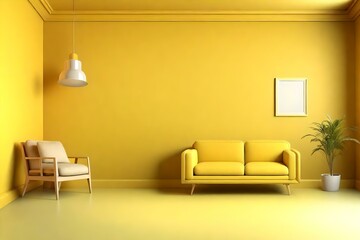 Yellow 3d room background. Generative AI