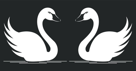Fototapeta premium two swans on the water, swans on the lake vector illustration