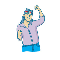 female cartoon character celebrating Indonesian independence day. vector illustration