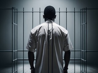 Back view Black prisoner. Generative AI
