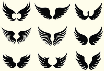 Set of Wings silhouette collection, Angel wings icon vector set