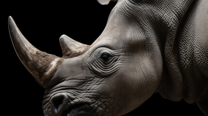 rhino head close up animal mammal wildlife horn generative ai