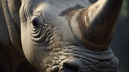 Fototapeta na wymiar rhino head close up animal mammal wildlife horn generative ai