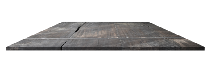 Empty top of wooden table or counter isolated on transparent background. For product display or design