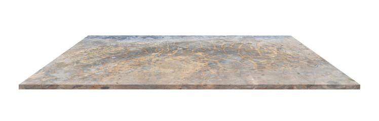 Empty concrete shelves table isolated on transparent background. For product display or design