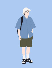 A man wearing sandals is putting his hands in his pockets - a concept illustration of fashion