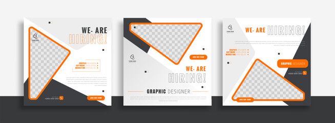 We are hiring job vacancy social media post banner design template with green and black color. We are hiring job vacancy square web banner design.