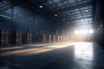 Obraz premium cluttered warehouse filled with stacked boxes and crates