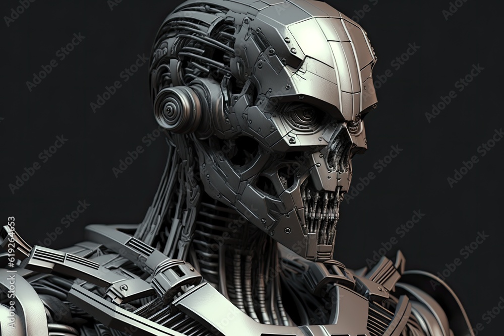 Poster robot standing in the shadows. generative ai