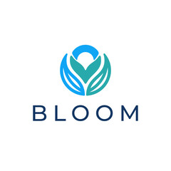 abstract bloom logo design. Vector illustration abstract flowers and leaf. Modern logo design vector icon template