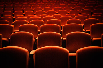 Empty red theater seat - 619264666