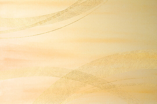 金色のブラシのストローク　背景は水彩のテクスチュア（アブストラクト）