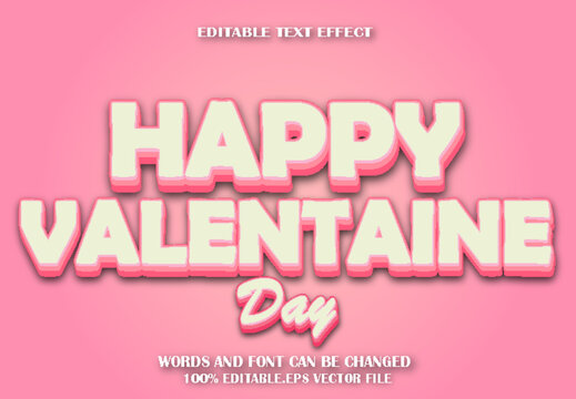 Happy Valentine Editable Text Effect 3d Cartoon Style
