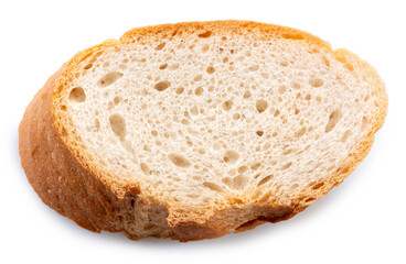 Slice of freshly baked baguette bread, Baguette bread isolated on white With work path.
