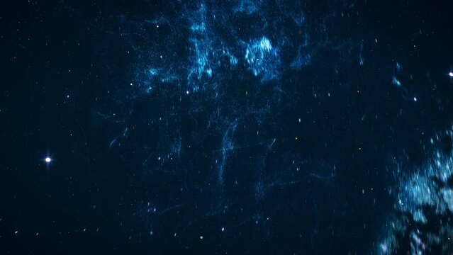Flying through space background looped