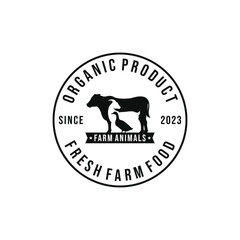 Farm animals logo design vector. Livestock logo vector