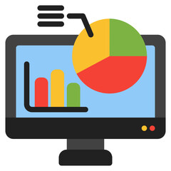Computer analytics icon in flat style, use for website mobile app presentation