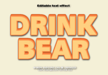 Drink Bear Editable Text Effect Cartoon Style