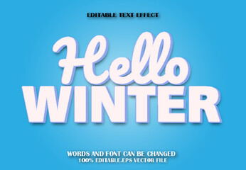 Hello Winter Editable Text Effect Cartoon Style