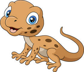 Cute lizard cartoon on white background