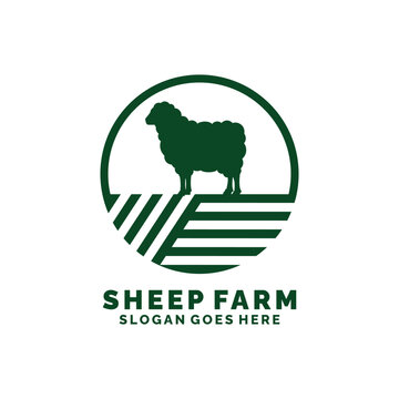 Sheep farm logo design vector. Livestock logo vector
