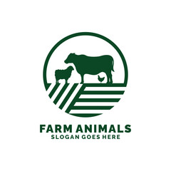 Farm animals logo design vector. Livestock logo vector