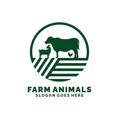 Farm animals logo design vector. Livestock logo vector