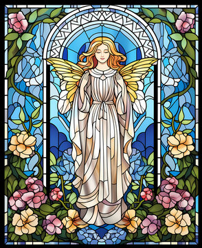 Stained glass angel in window art