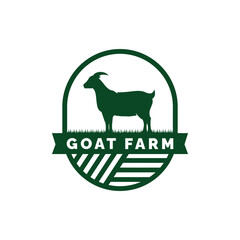 Goat farm logo design vector illustration. Livestock logo vector