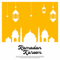 Ramadan kareem with mosque logo vector background