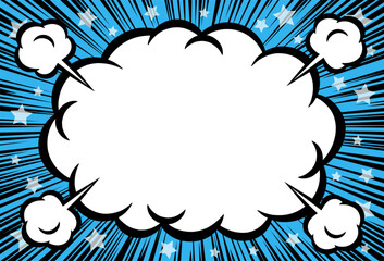 雲形のフレームと集中線の背景素材　コピースペース