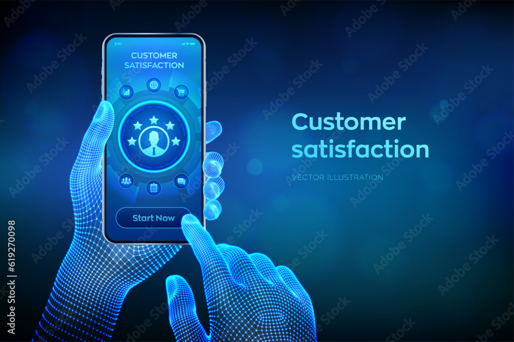 Poster customer satisfaction. customer survey and feedback analytics. using ai and automation technology in