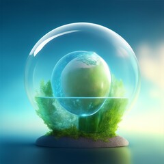 Crystal globe with Clean hydrogen energy concept and H2 for Sustainable Environment. eco-friendly industry and Climate.alternative energy in future for net-zero and Reducing greenhouse;AI GENERATED