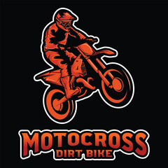 Motorbike Logo, Motocross Orange and Black Vintage Emblem