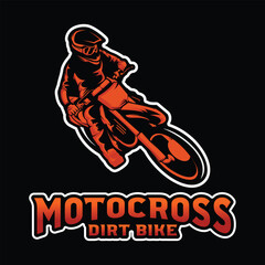 Motorbike Logo, Motocross Orange and Black Vintage Emblem