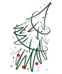 Winter illustration ,  seasonal design, decorated Christmas tree